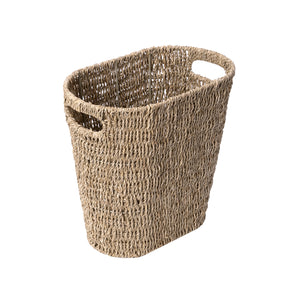 Handwoven Seagrass Trash Can with Built-in Handles