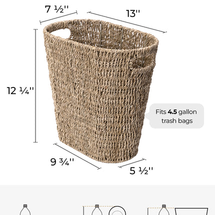 StorageWorks Wicker Garbage Can for Bedroom, Bathroom