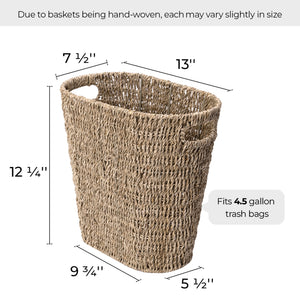 Handwoven Seagrass Trash Can with Built-in Handles