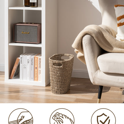 StorageWorks Wicker Garbage Can for Bedroom, Bathroom