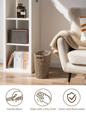 Handwoven Seagrass Trash Can with Built-in Handles