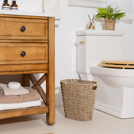 StorageWorks Wicker Garbage Can for Bedroom, Bathroom