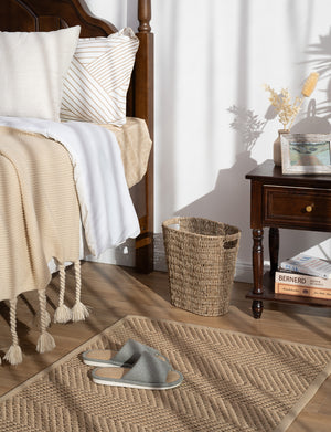 Handwoven Seagrass Trash Can with Built-in Handles