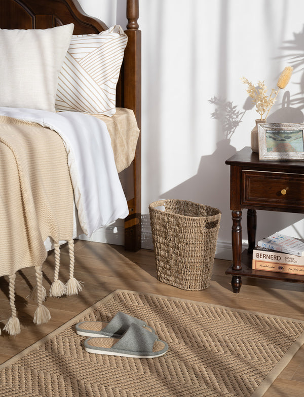 Handwoven Seagrass Trash Can with Built-in Handles