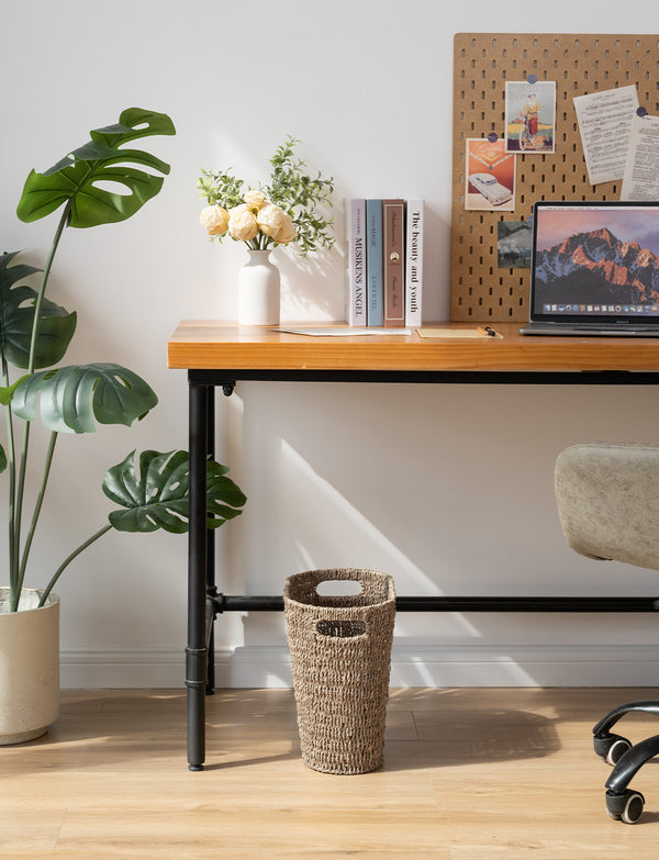 Handwoven Seagrass Trash Can with Built-in Handles
