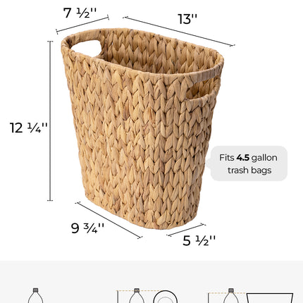 StorageWorks Wicker Garbage Can for Bedroom, Bathroom