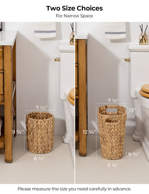 Handwoven Water Hyacinth Trash Can with Built-in Handles