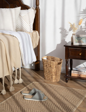 Handwoven Water Hyacinth Trash Can with Built-in Handles