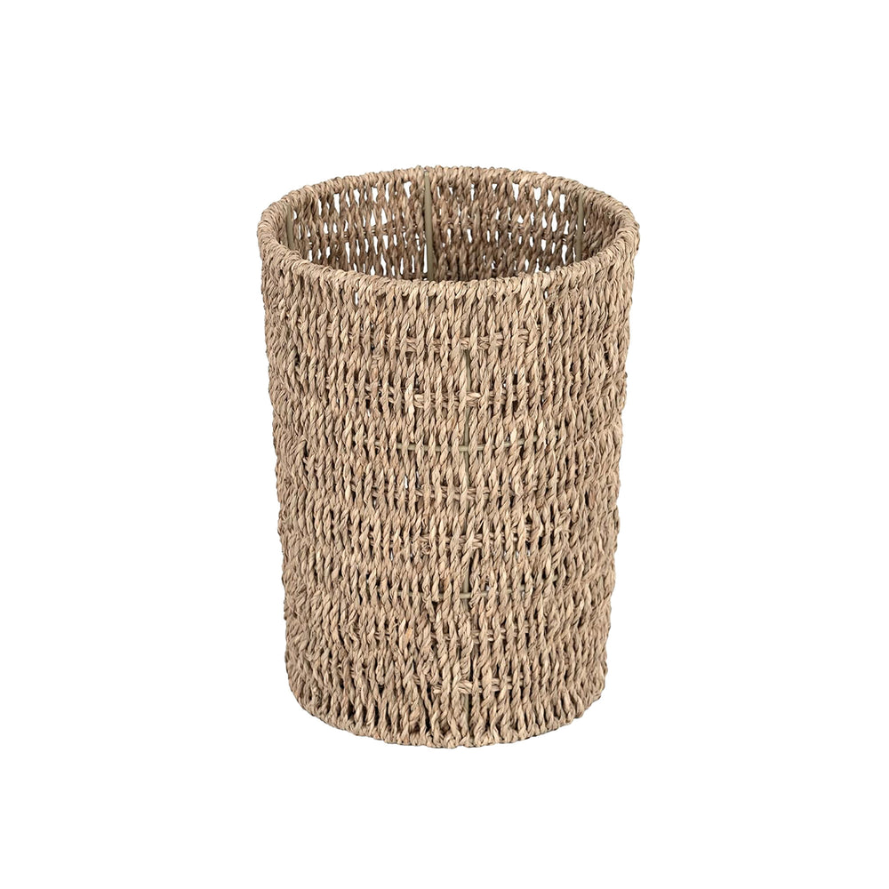 Wicker Garbage Can for Bedroom and Bathroom, Seagrass