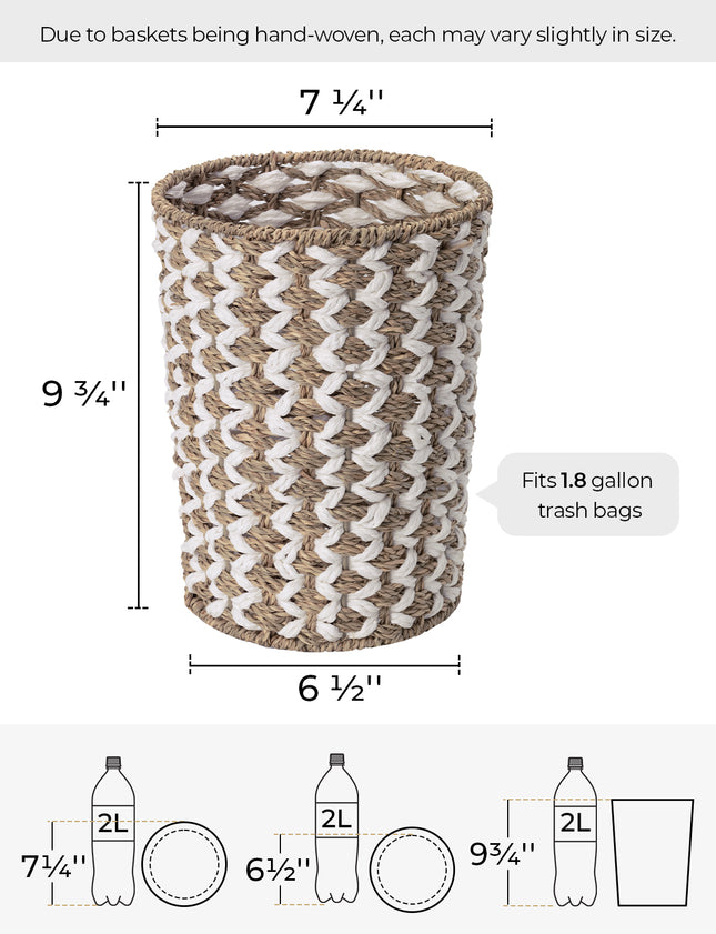 StorageWorks Wicker Garbage Can for Bedroom, Bathroom