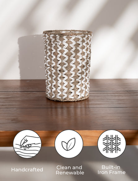 StorageWorks Wicker Garbage Can for Bedroom, Bathroom