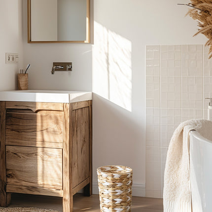 StorageWorks Wicker Garbage Can for Bedroom, Bathroom