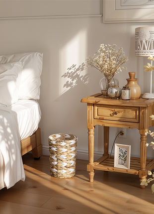 Wicker Garbage Can for Bedroom, Bathroom