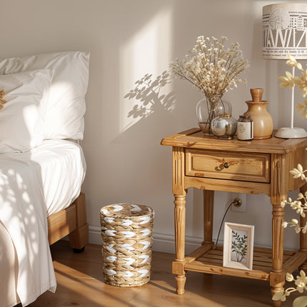 StorageWorks Wicker Garbage Can for Bedroom, Bathroom
