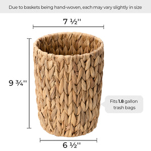 Handwoven Water Hyacinth Garbage Can for Bedroom, Bathroom