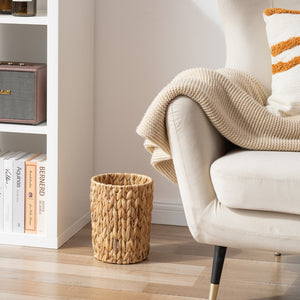Handwoven Water Hyacinth Garbage Can for Bedroom, Bathroom