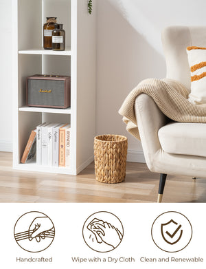 Handwoven Water Hyacinth Garbage Can for Bedroom, Bathroom