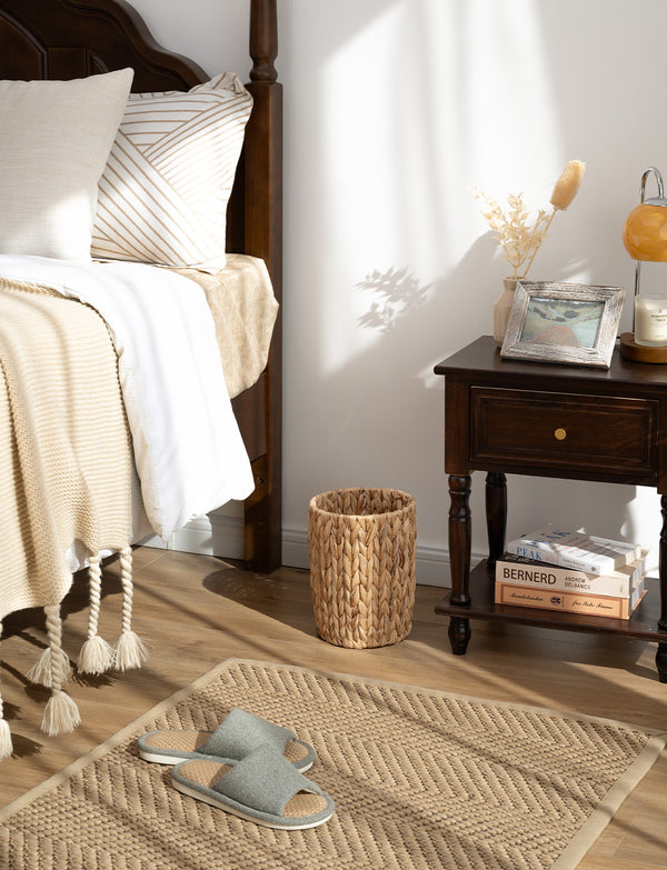Handwoven Water Hyacinth Garbage Can for Bedroom, Bathroom