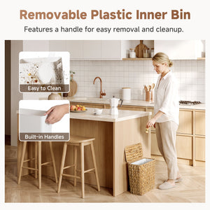 Small Bathroom Trash Can with Lid, Water Hyacinth