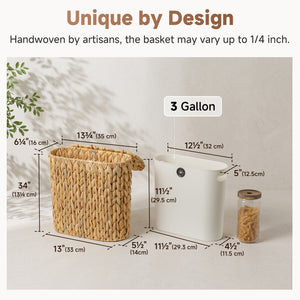 Small Bathroom Trash Can with Lid, Water Hyacinth