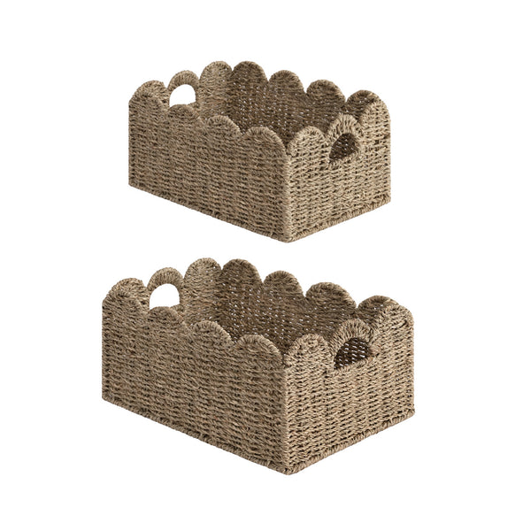 Scalloped Edge Wicker Basket for Organizing