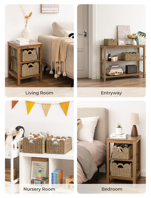 Scalloped Edge Wicker Basket for Organizing, Seagrass