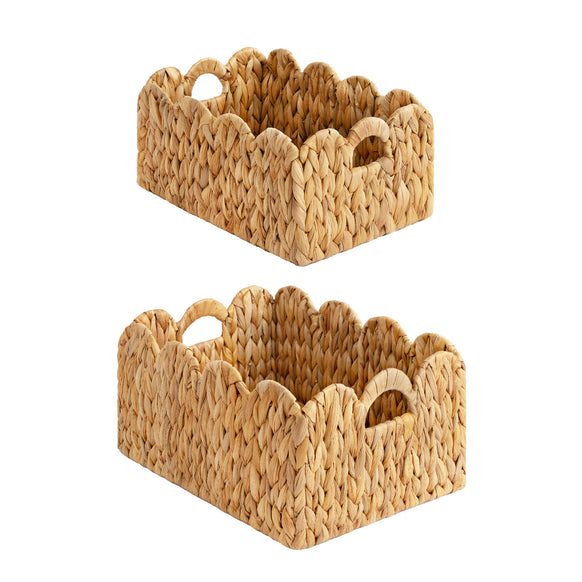 Scalloped Edge Wicker Basket for Organizing