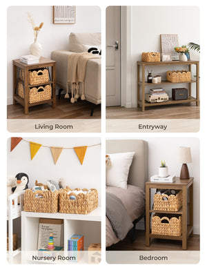 Scalloped Edge Wicker Basket for Organizing, Water Hyacinth