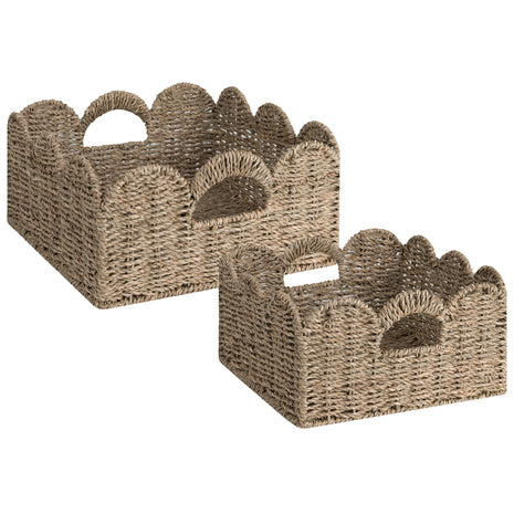 Scalloped Edge Wicker Basket for Organizing