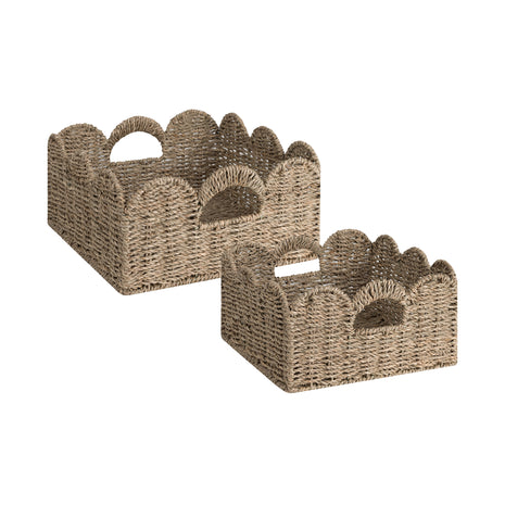 Scalloped Edge Wicker Basket for Organizing