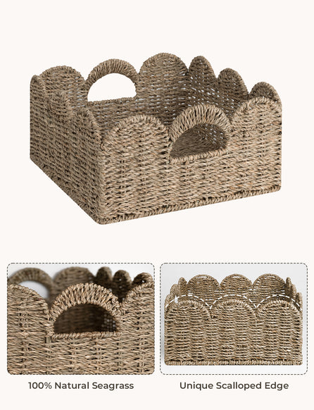 Scalloped Edge Wicker Basket for Organizing