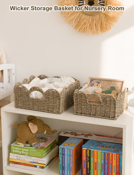 Scalloped Edge Wicker Basket for Organizing