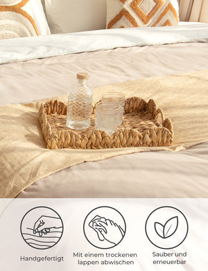 Water Hyacinth Scalloped Tray for Decorative & Organizing, Square