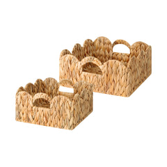 Scalloped Edge Wicker Basket for Organizing, Water Hyacinth