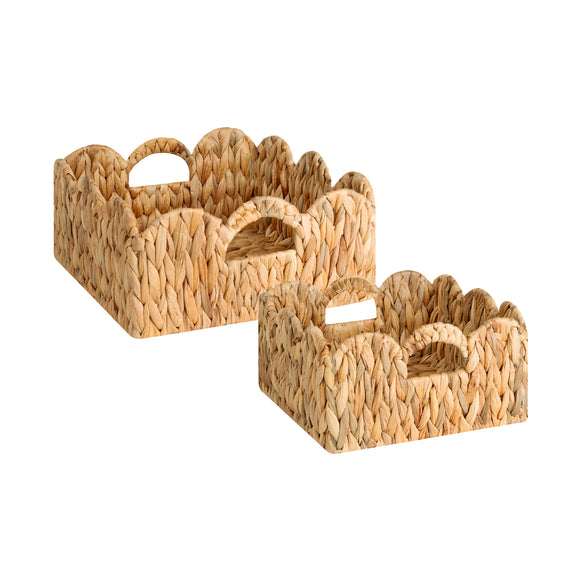 Scalloped Edge Wicker Basket for Organizing