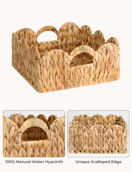Scalloped Edge Wicker Basket for Organizing