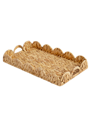 Wicker Scalloped Tray for Decorative & Organizing