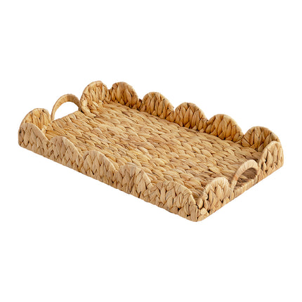 StorageWorks Wicker Scalloped Tray for Decorative & Organizing