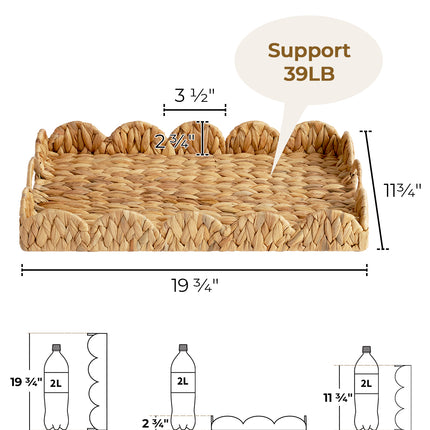 StorageWorks Wicker Scalloped Tray for Decorative & Organizing