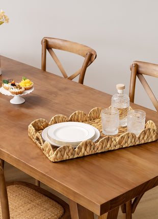 Wicker Scalloped Tray for Decorative & Organizing