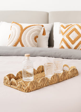 Wicker Scalloped Tray for Decorative & Organizing