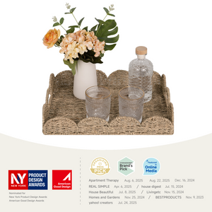 Seagrass Scalloped Tray for Decorative & Organizing, Square