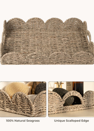 Wicker Scalloped Tray for Decorative & Organizing