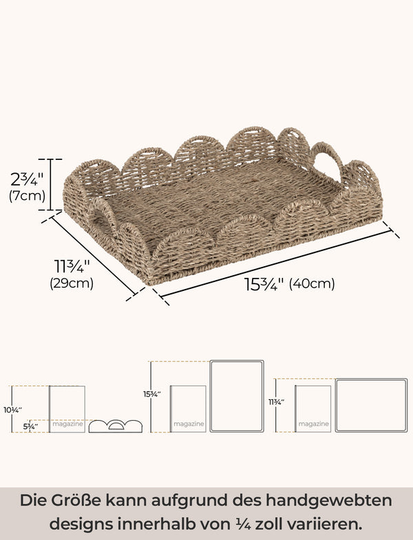 Seagrass Scalloped Tray for Decorative & Organizing, Square