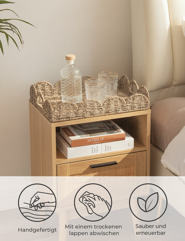 Seagrass Scalloped Tray for Decorative & Organizing, Square