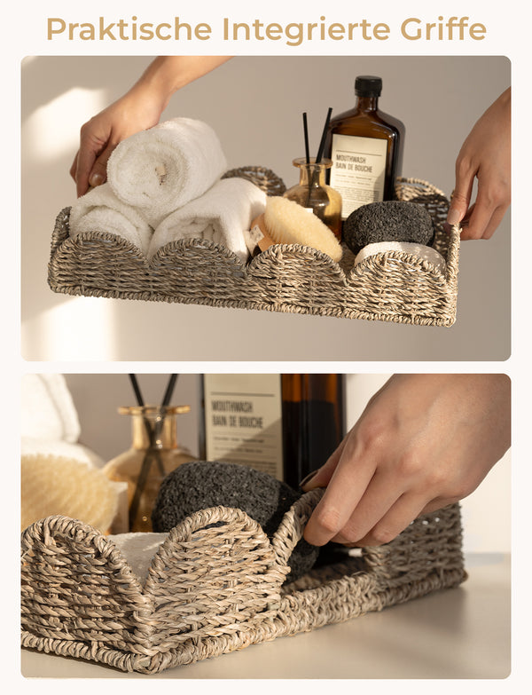 Seagrass Scalloped Tray for Decorative & Organizing, Square