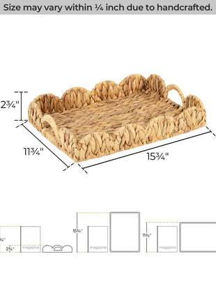 Wicker Scalloped Tray for Decorative & Organizing