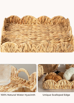 Wicker Scalloped Tray for Decorative & Organizing
