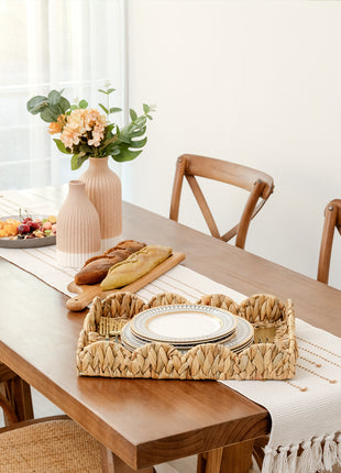 Wicker Scalloped Tray for Decorative & Organizing