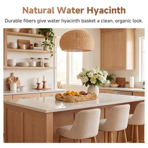 Water Hyacinth Scalloped Tray for Decorative & Organizing, Square